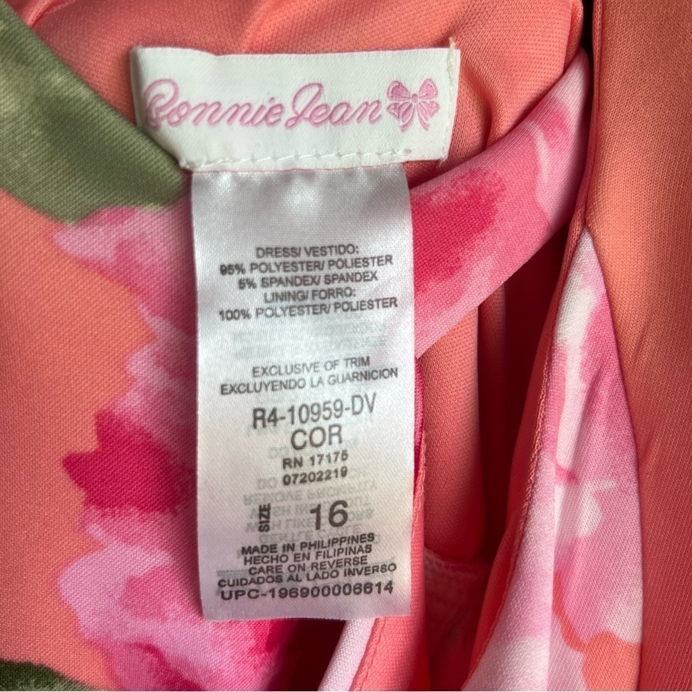 Bonnie Jean Coral Flower Dress - Size 16 - Picture 8 of 14